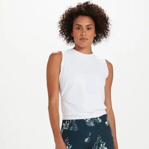 Vuori Holly Tie Backwater Sleeveless T-Shirt in White